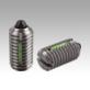 Spring plungers with slot and thrust pin, stainless steel, standard spring force, with thread lock