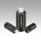 Spring plungers with hex socket and flat POM thrust pin, steel, with thread lock