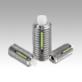 Spring plungers with hex socket and flat POM thrust pin, stainless steel, with thread lock