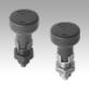 Indexing plungers, steel or stainless steel with status sensor, plastic mushroom grip locking slot and locknut