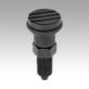 Indexing plungers, steel or stainless steel with plastic mushroom grip and cap, no locking slot or locknut