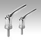 Clamping levers, zinc, with external thread and clamping force intensifier, high-gloss chromed, threaded insert stainless steel