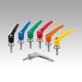 Clamping levers, zinc, with external thread and clamping force intensifier, matt textured, threaded insert stainless steel