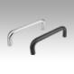 Pull handles, round profile steel, straight, matt chromed or powder coated, mounted from the rear