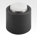 Dispositivos de apoio com esfera autoalinhante com O-ring e elementos de encaixe substituíveis, forma K, elemento de encaixe de POM (Poliacetal) e com face lisa