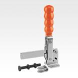Grampo rápido vertical com base horizontal e braço de aperto com haste fechada