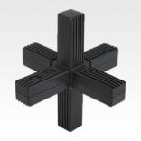 Conector de encaixe com formato em estrela para tubos quadrados