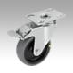 Steel plate swivel castors with stop-fix, electrically conductive with rubber tread, heavy duty version