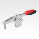 Grampo rápido horizontal com trava de segurança, base vertical e eixo de aperto regulável, em aço inoxidável