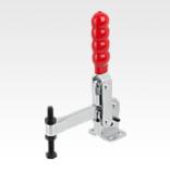Grampo rápido vertical com base horizontal e braço de aperto com haste fechada