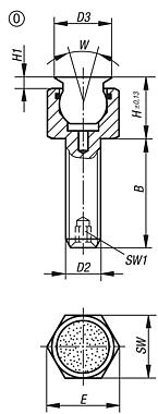 Apoios de esfera auto-alinhante, reguláveis, com O-Ring, forma O, esfera de aço inoxidável com superfície de diamante