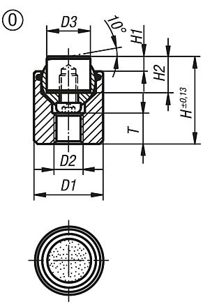 Dispositivos de apoio com esfera autoalinhante com O-ring e elementos de encaixe substituíveis, forma O, encaixe em aço inoxidável e com superfície de diamante