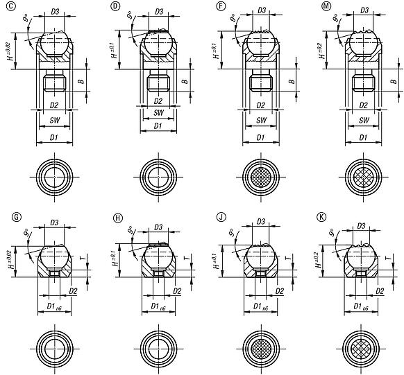 Dispositivos de apoio com esfera autoalinhante