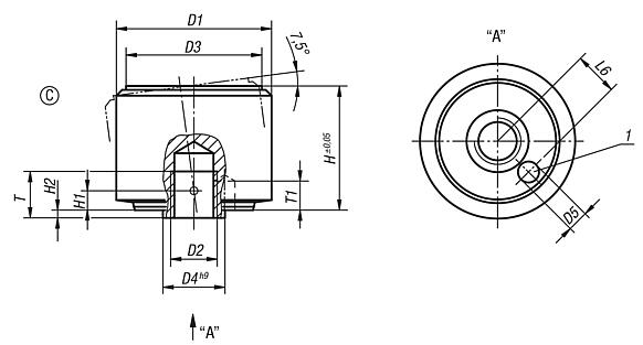 Apoios de esfera auto-alinhante e movimento de retorno automático, forma C, versão lisa