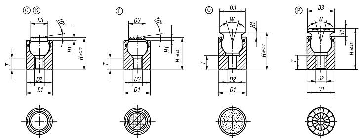 Dispositivos de apoio com esfera autoalinhante com O-Ring