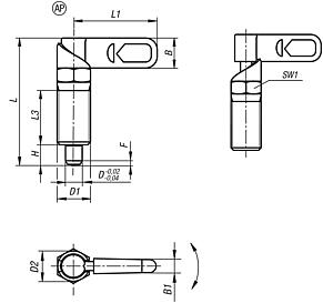 Cam-action indexing plungers, stainless steel, with thread lock, without grip cap or nut, Form AP