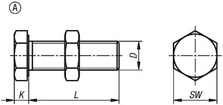 Parafusos limitadores, forma A