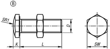 Parafusos limitadores, forma B