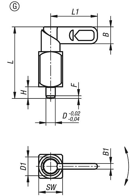 Parafuso de travamento de aço inoxidável com perfil quadrado, forma G, sem tampa de revestimento da trava