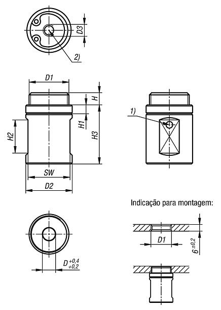 Dispositivos de posicionamento redondos de aço inoxidável pneumáticos