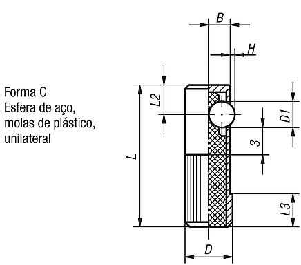 Posicionadores de efeito lateral com mola, forma C