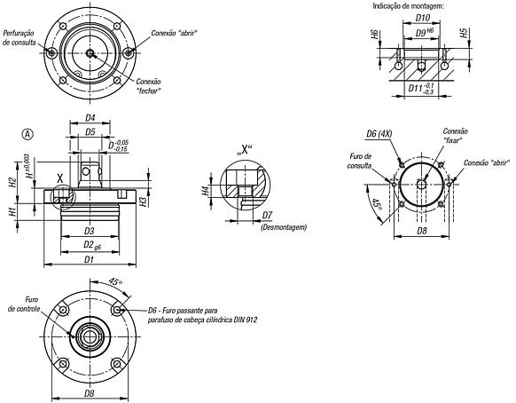 Cilindro posicionador pneumático, forma A