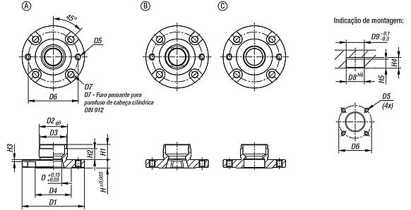 Buchas de alojamento para cilindro posicionador pneumático