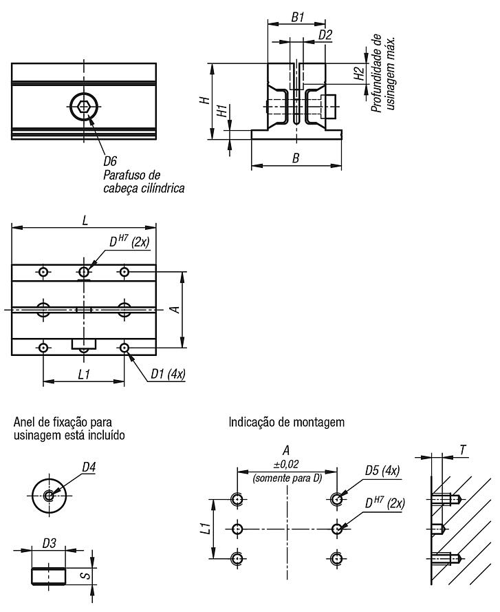 Grampo para fixação multiforme quadrado