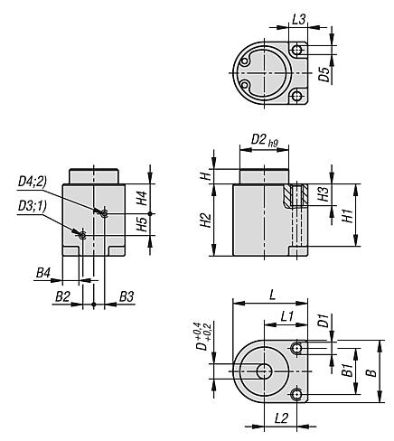 Dispositivos de posicionamento com flange de aço inoxidável pneumáticos