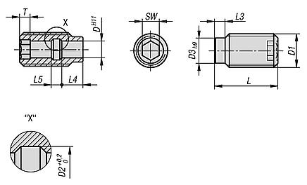 Locating bushes for ball lock pins