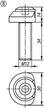 Parafusos de fixação com anel de fixação para pinos de fixação flexíveis, forma B