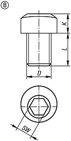 Parafuso de substituição para parafuso excêntrico para fixação, forma B