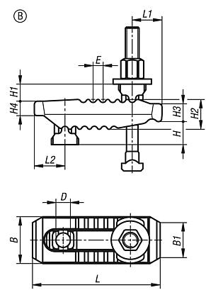 Grampos reguláveis, forma B