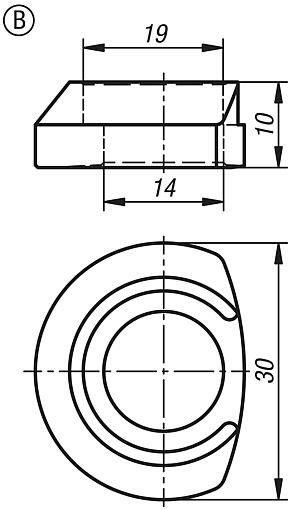 Anel de fixação para pinos de fixação flexíveis, forma B