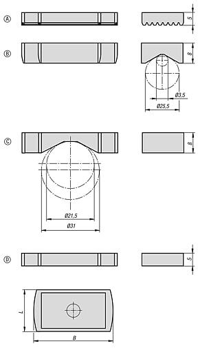 Conjunto de sapatas de pressão para grampos de força compactos