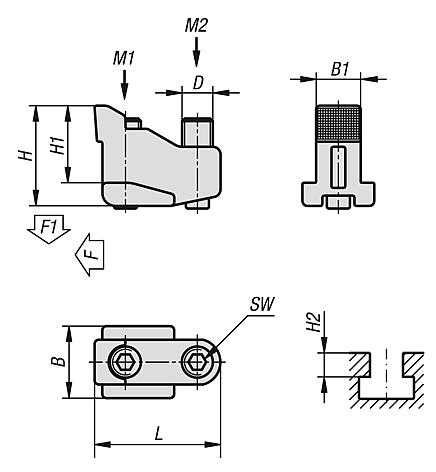 Grampos de fixação em ranhura T