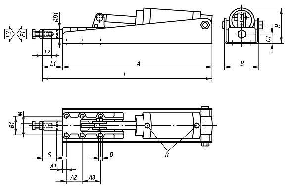 Pneumatic push-pull clamps