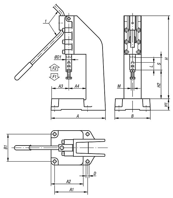 Prensas de alavanca articulada em versão manual