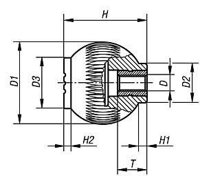 Spherical knobs biopolymer with internal thread