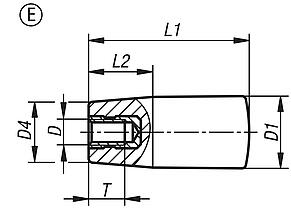 Taper grips plastic (thermoset) with tapped bush, electro zinc-plated steel, Form E