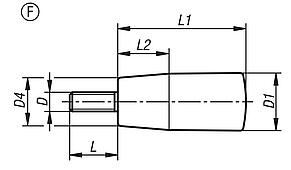 Taper grips, plastic (thermoset), with external thread Form F
