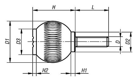 Spherical knobs biopolymer with external thread