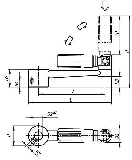 Crank handles aluminium with safety grip and reamed hole