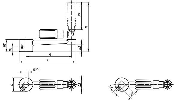 Crank handles aluminium with fold-away grip