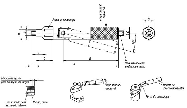 Manivela aparafusável com restrição de torque