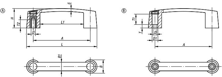 Puxadores de plástico com design estreito