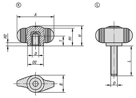 Manípulos borboleta "Miniwing" de plástico com metal detectável