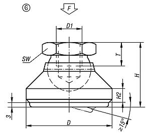 Base com porca injetada, forma G