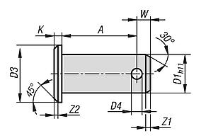 Pino com cabeça ISO 2341 forma B