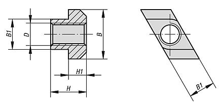 Porcas T "Rhombus" para ranhuras em T